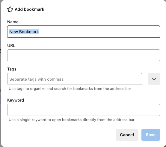 Edit/add bookmark