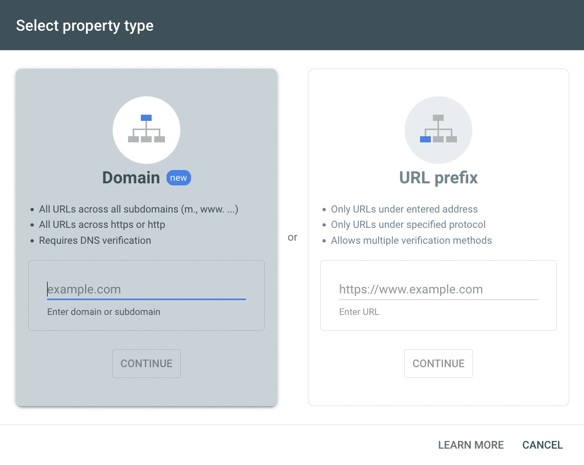 Google search console verification