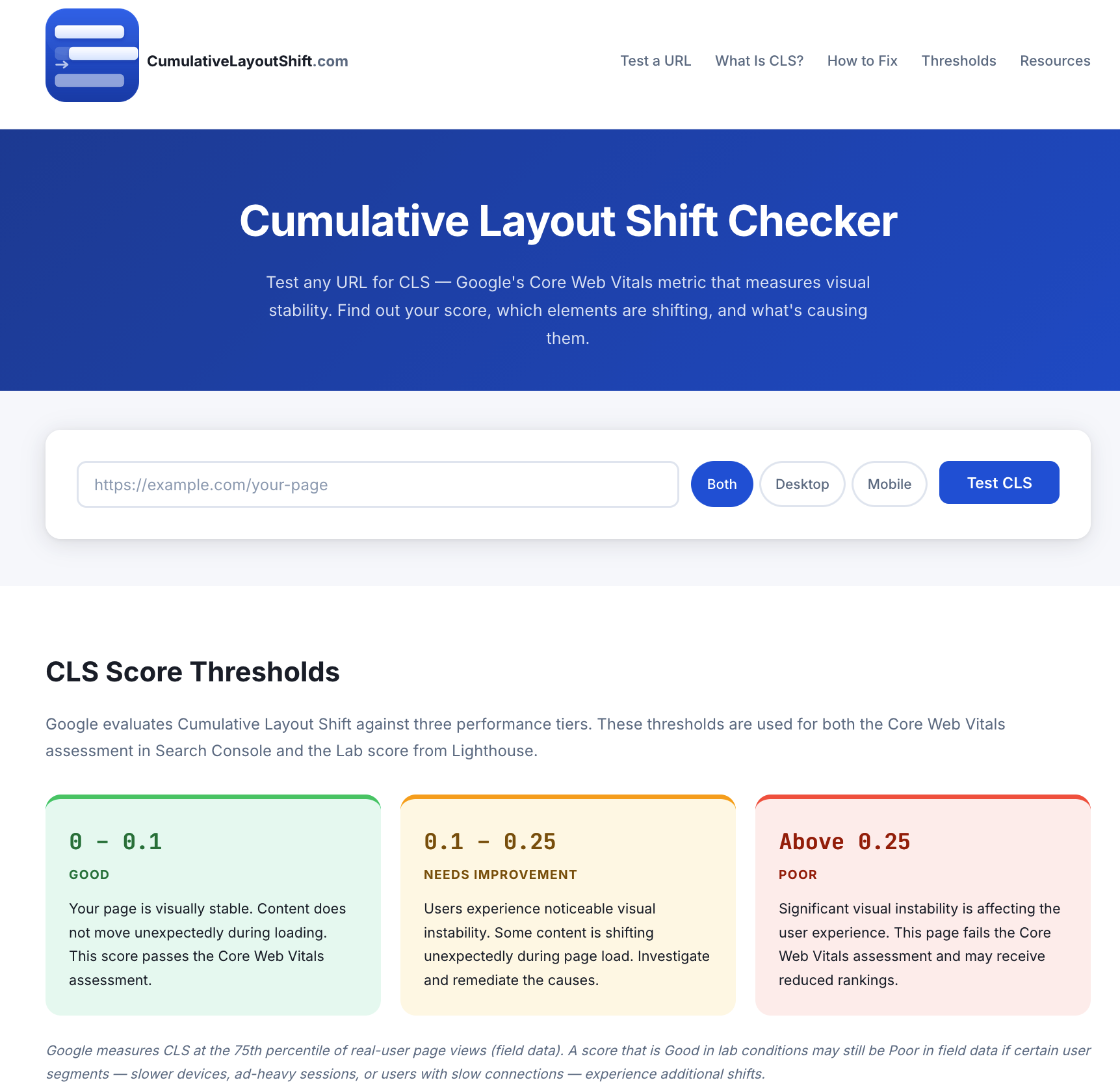 Cumuiative Layout Shift checker tool
