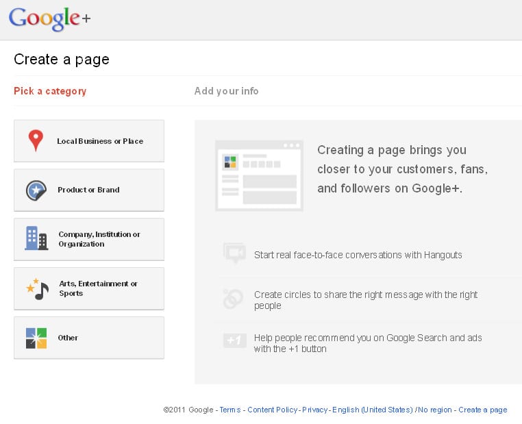 how to make a company page on google plus