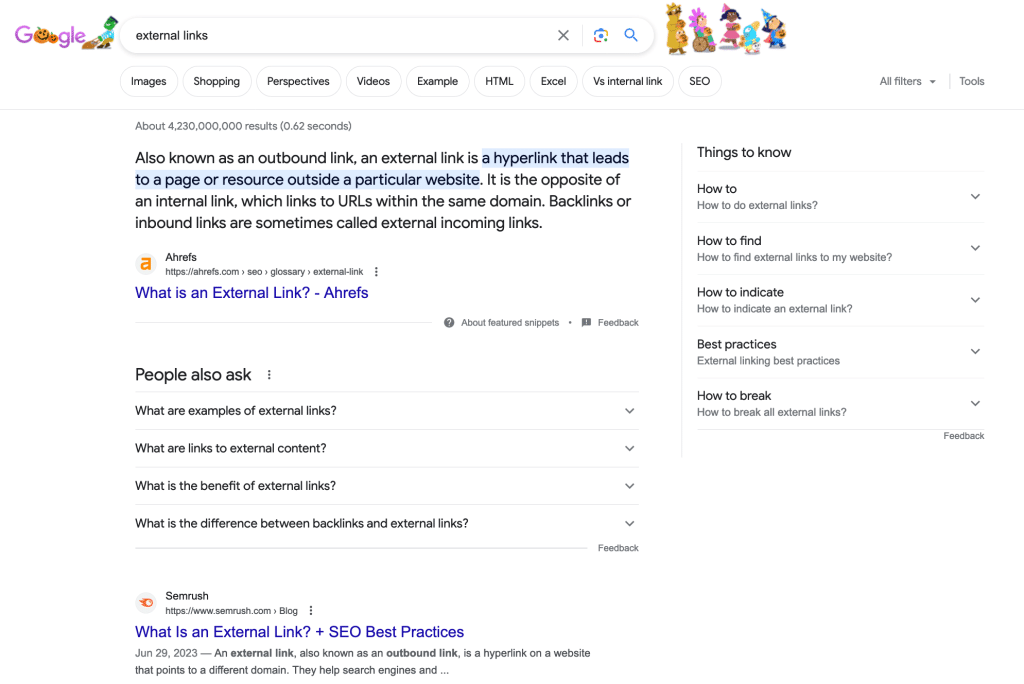 external links google search
