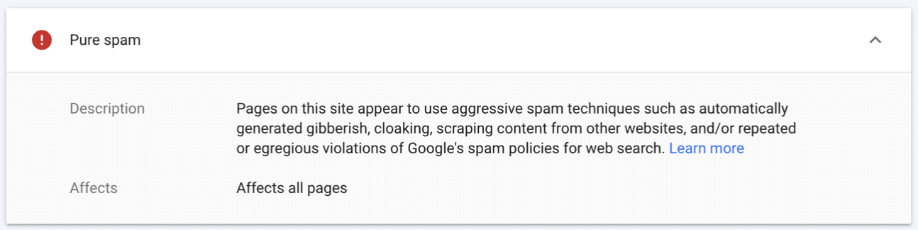 Google Manual Action Pure Spam